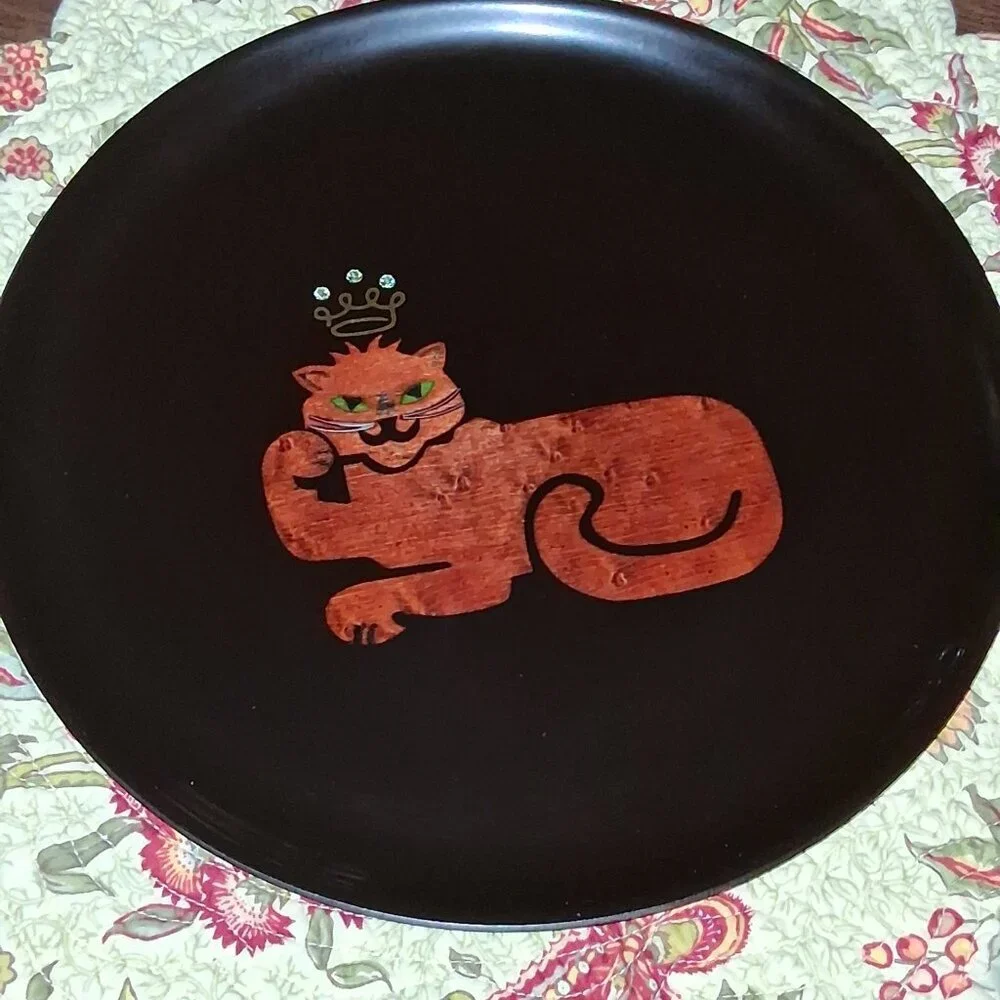 🔥 Couroc of Monterey “King Cat” Cocktail Tray – One Cool Kat! – 10.5”